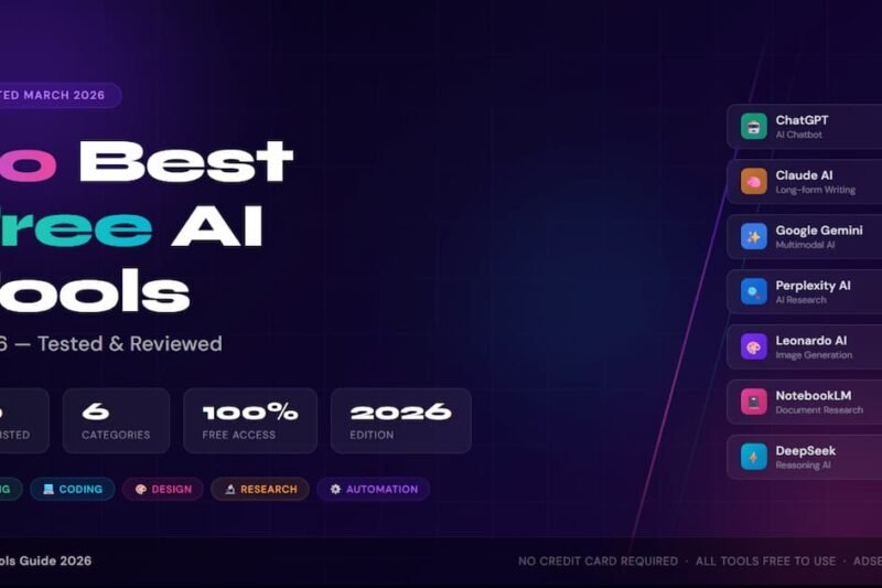 20 best free AI tools in 2026 — complete guide for writing, coding, and design